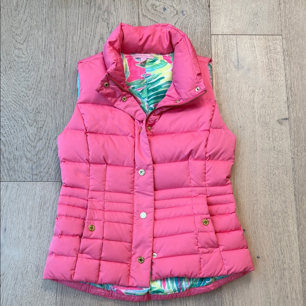 Lilly Pulitzer Pink Puffer Vest – Size Small, EUC